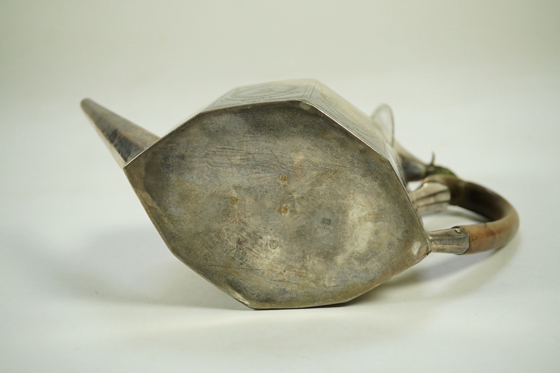 A George III octagonal silver teapot, by Hester Bateman